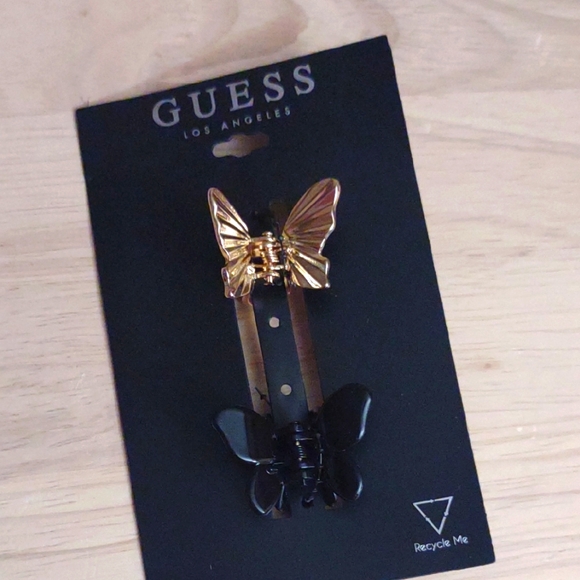 Guess y2k Butterfly Gold Metal Black Acrylic Small Hair Clip Set - Picture 1 of 2